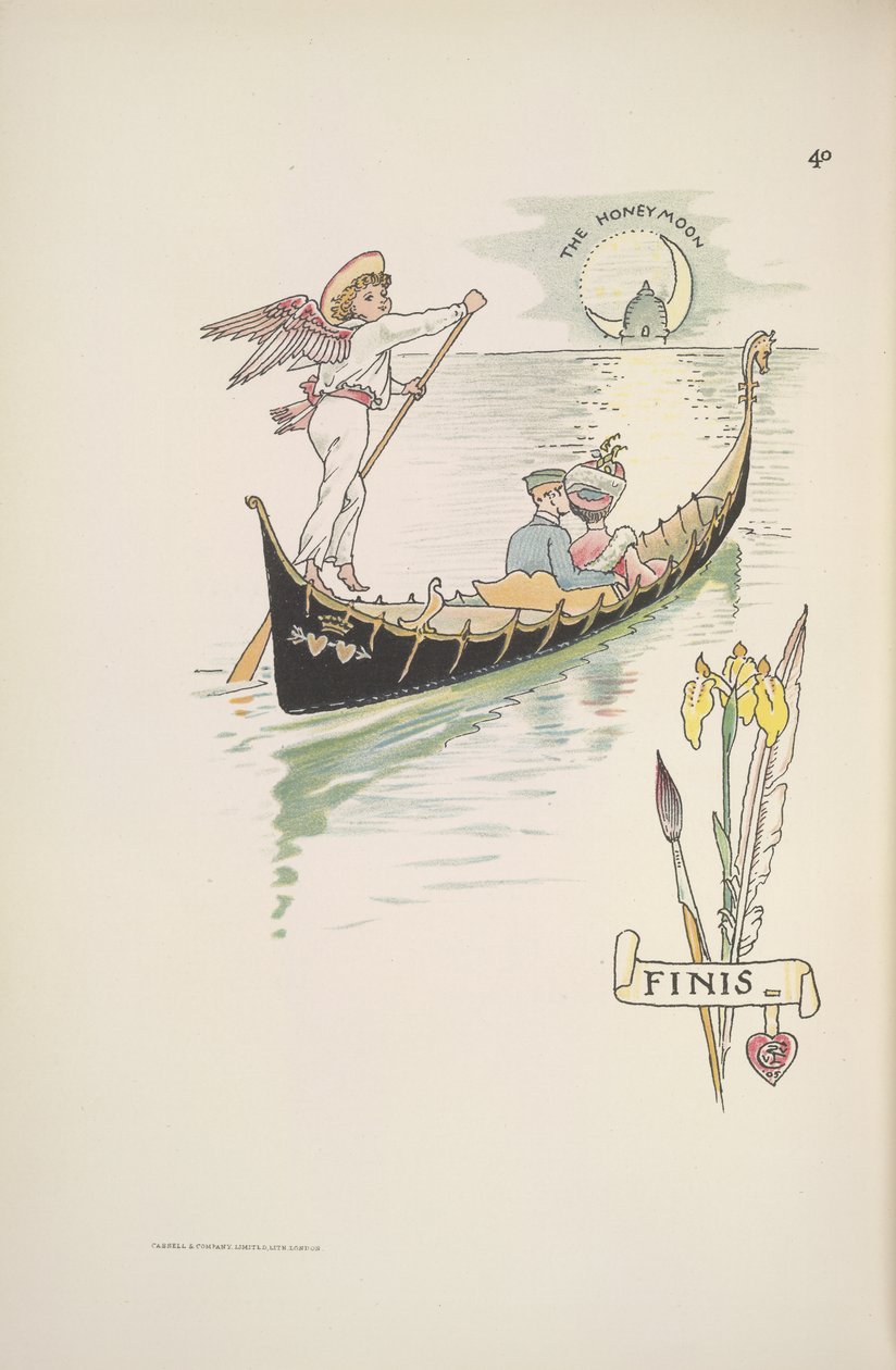 The Honeymoon. The couple in a gondola by Walter Crane