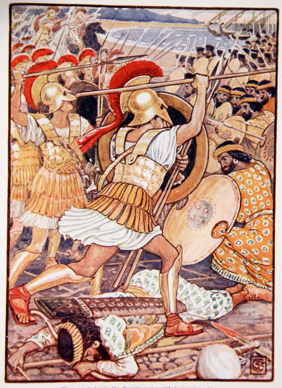 They Crashed into the Persian Army with Tremendous Force, illustration from 