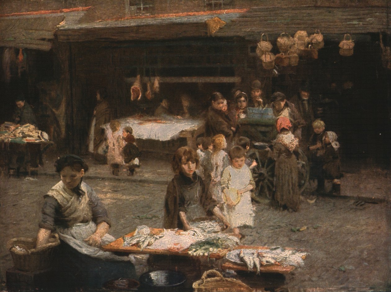 The Fish Market, Patrick Street, Dublin, Late 19th Century, c1930 by Walter Frederick Osborne