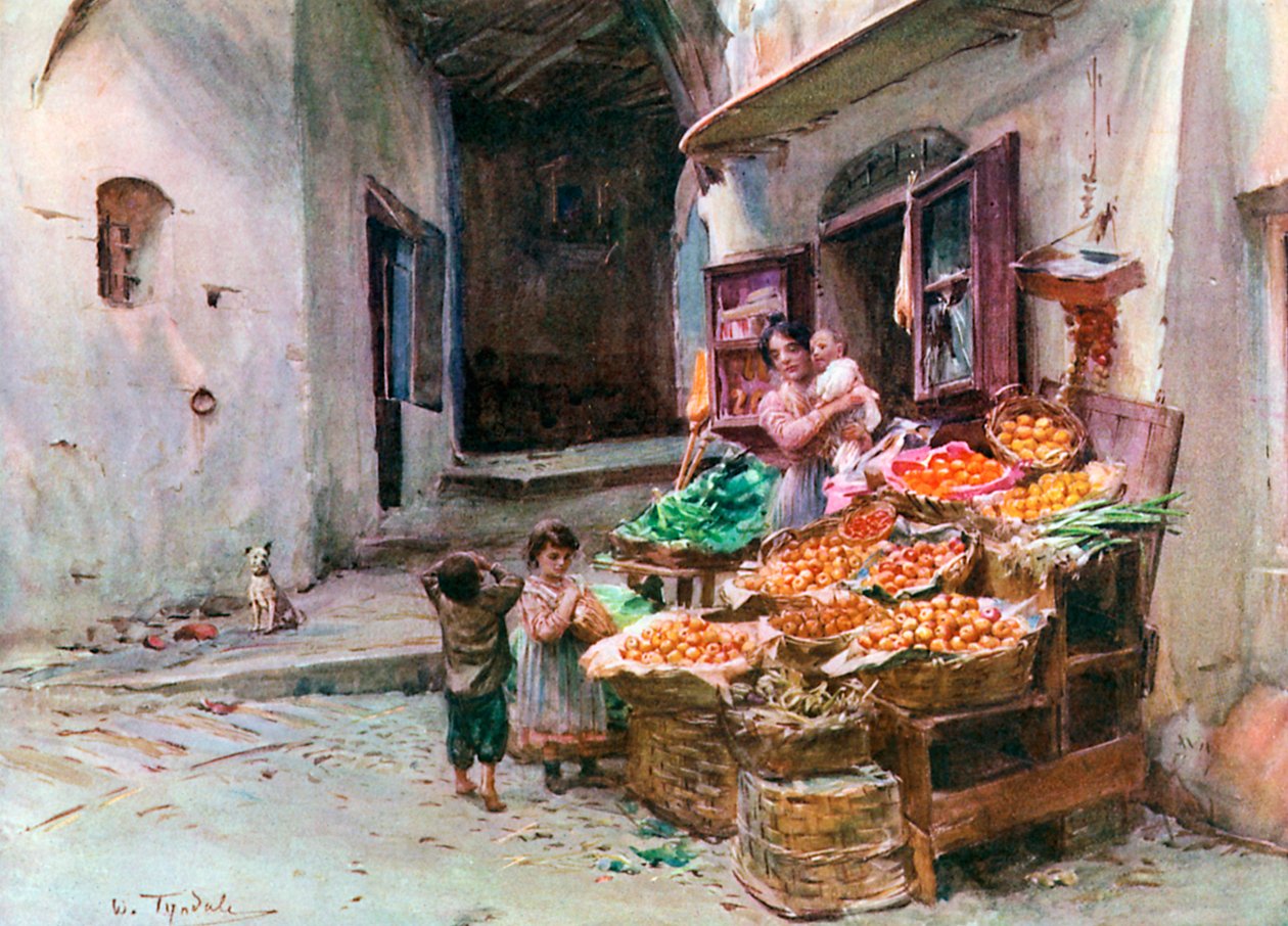 A Fruit Stall at San Remo by Walter Frederick Roofe Tyndale