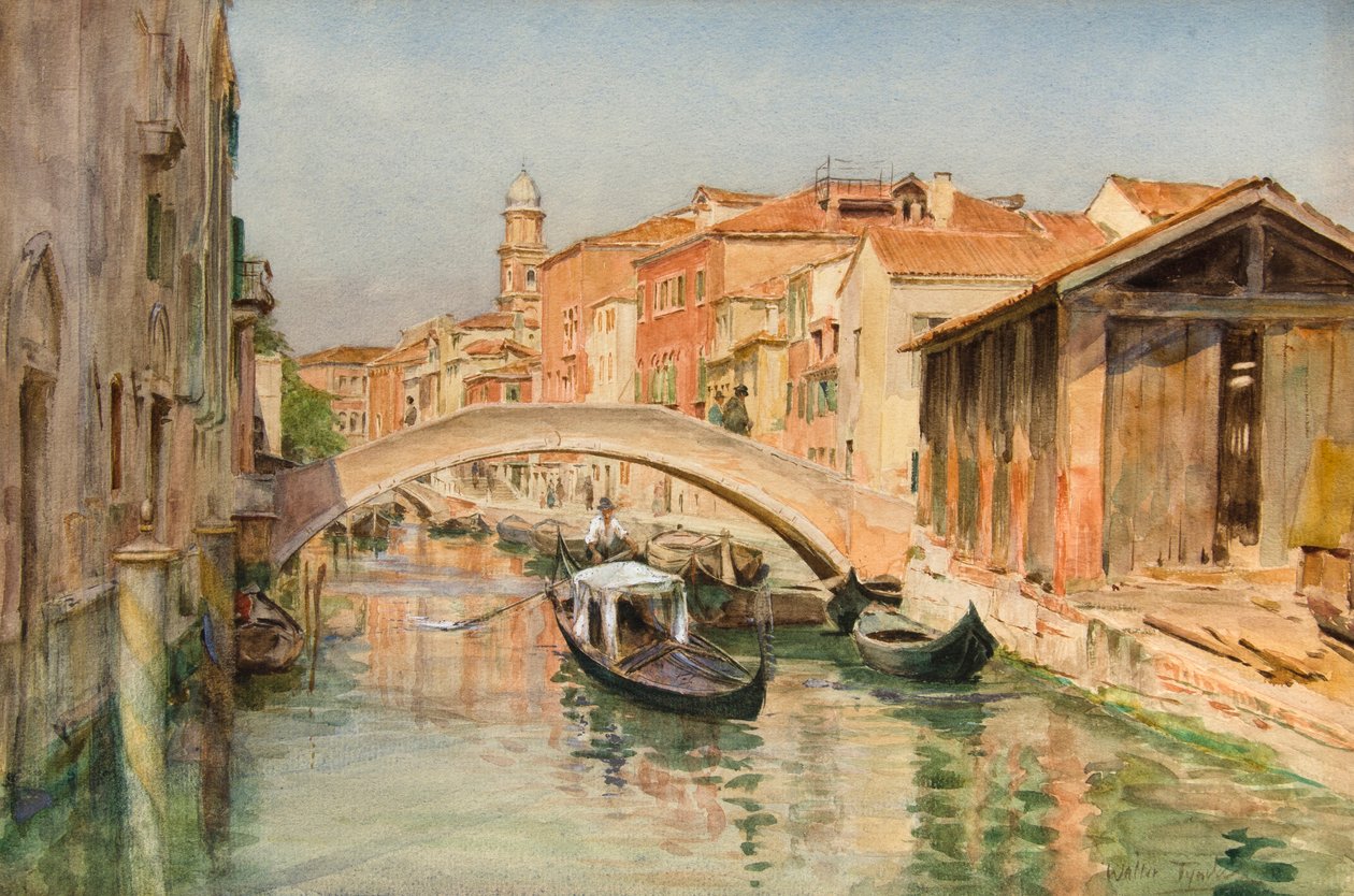 The old boat yard on Rio del Ognissanti, Venice by Walter Frederick Roofe Tyndale