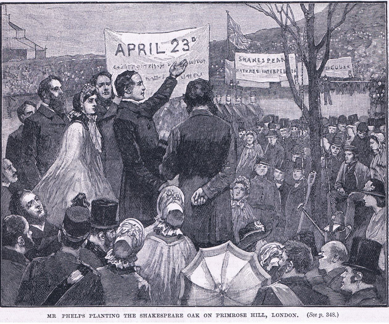 Mr Phelps Planting the Shakespeare Oak on Primrose Hill, London by Walter Paget
