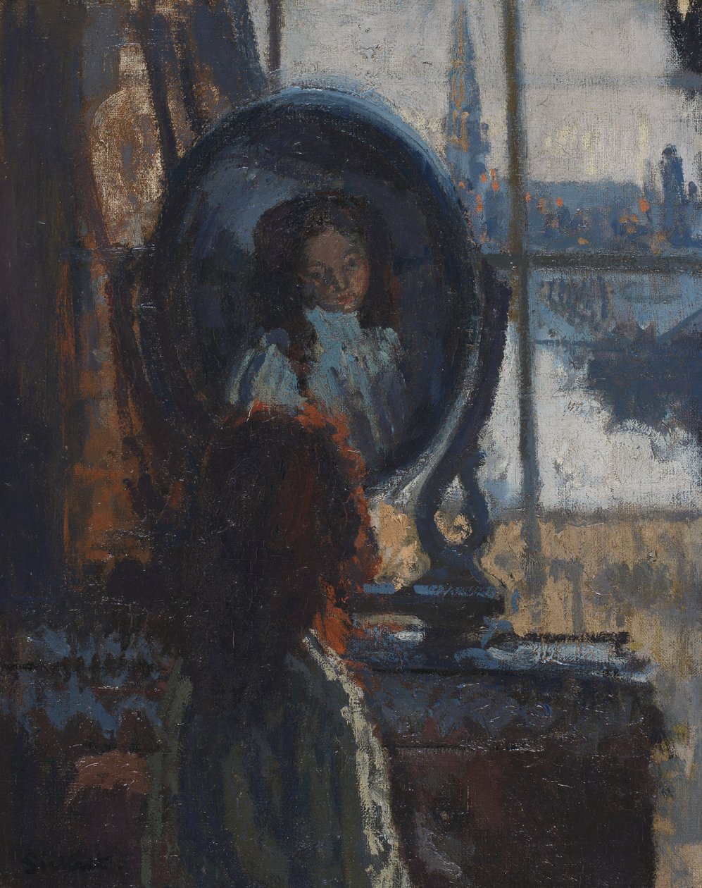 Girl at a looking-glass, little Rachel by Walter Richard Sickert