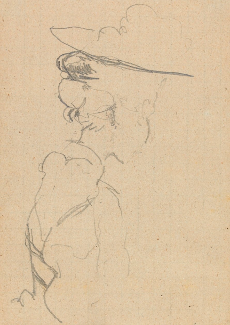 Head and Shoulders of a Woman in a Hat, in Lost Profile, to Right by Walter Richard Sickert