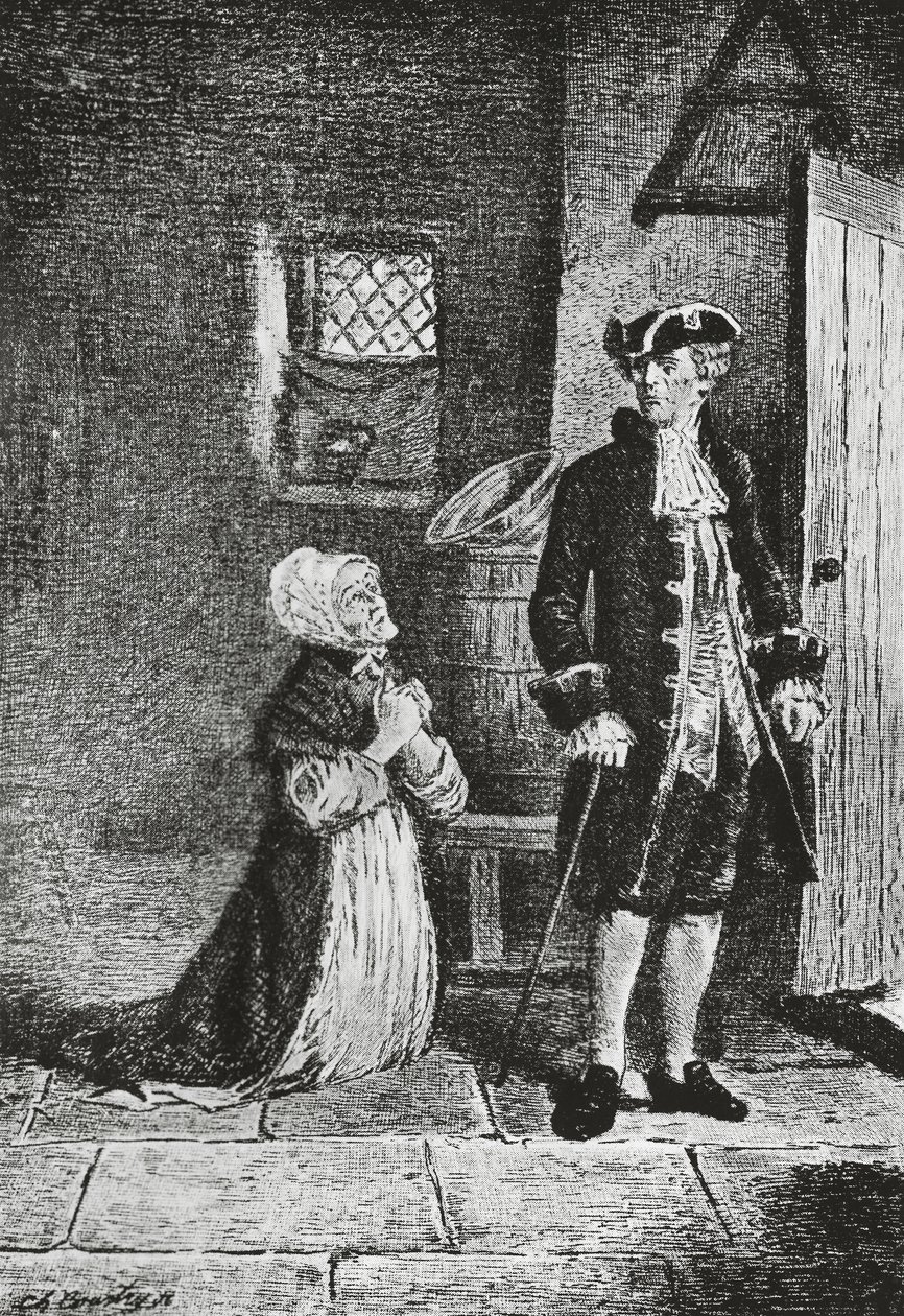 Elspeth and Lord Glenallan, illustration for Antiquary, historical novel by Walter Scott by Walter Scott