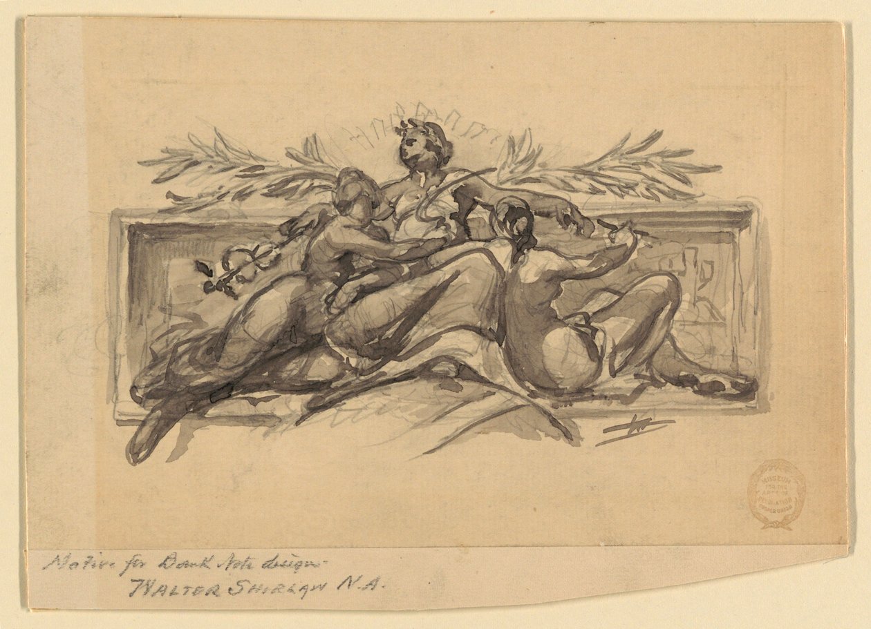 Motif for Bank Note Design by Walter Shirlaw