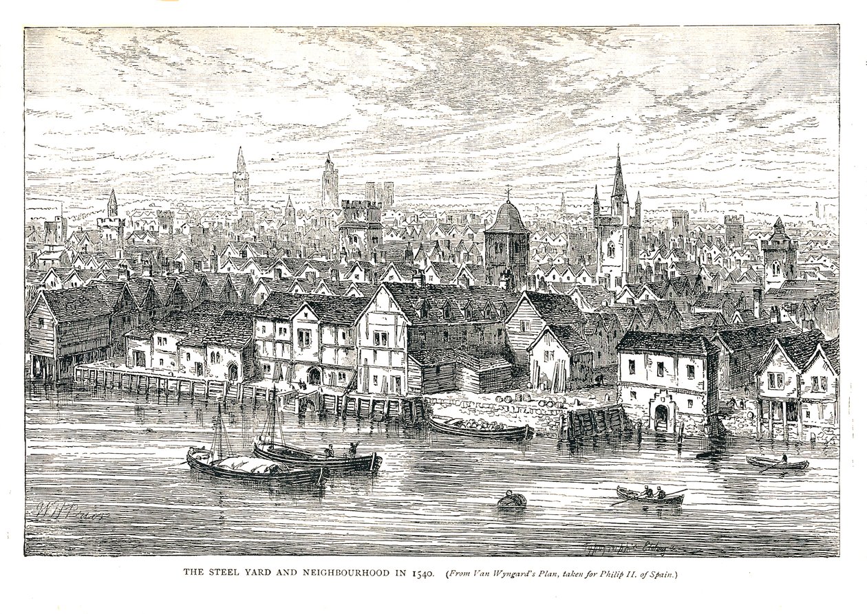 The Steel Yard Iron Wharf and Neighbourhood in 1540 by Walter Thornbury
