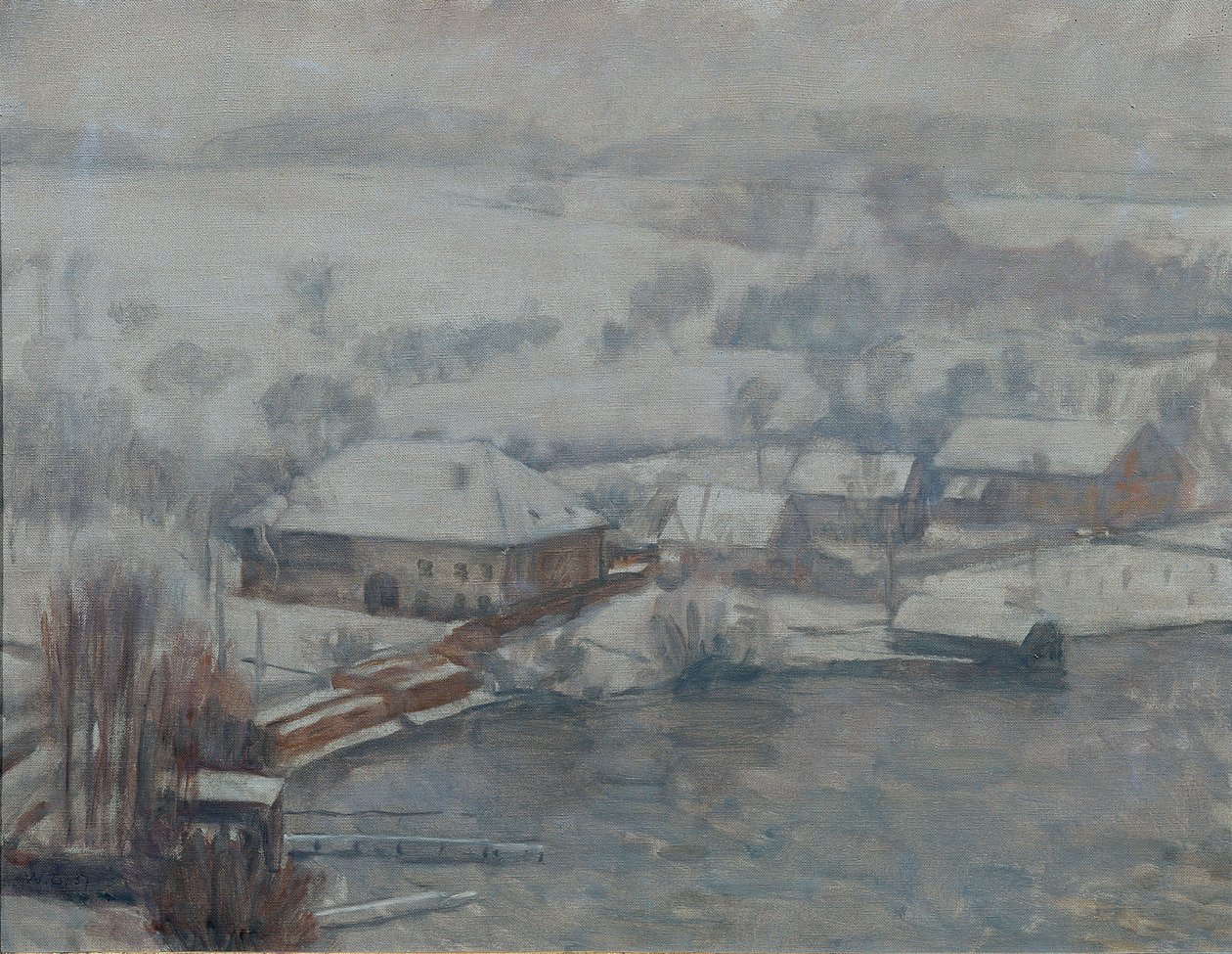 Winter Landscape at Lake Attersee by Walther Gamerith