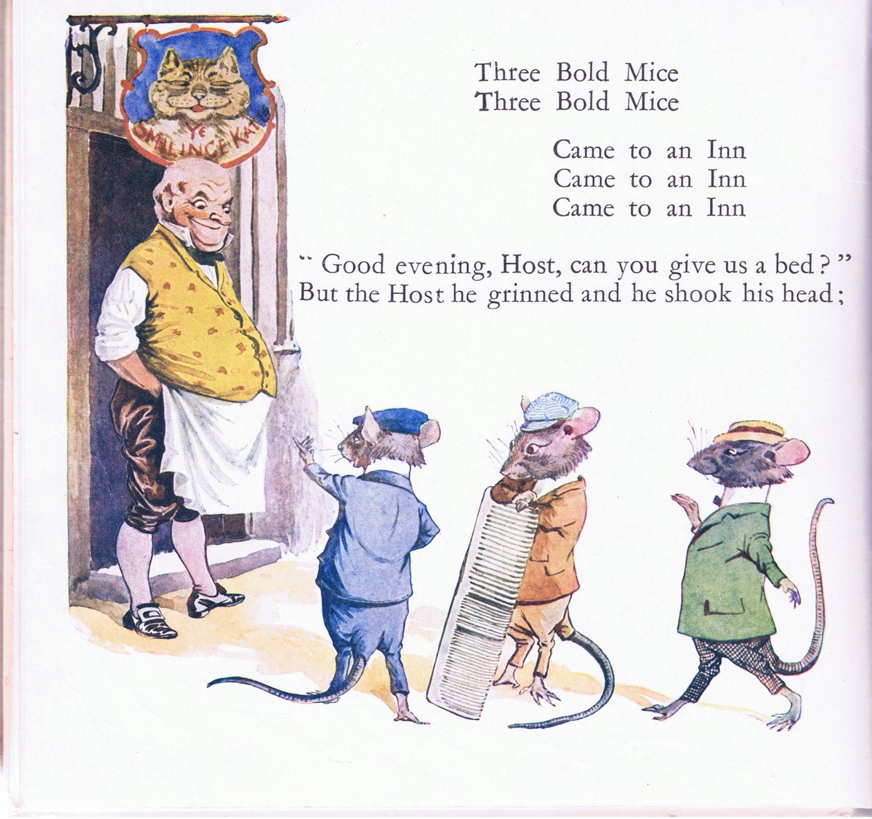 Three bold mice, three bold mice, come to an inn by Walton Corbould