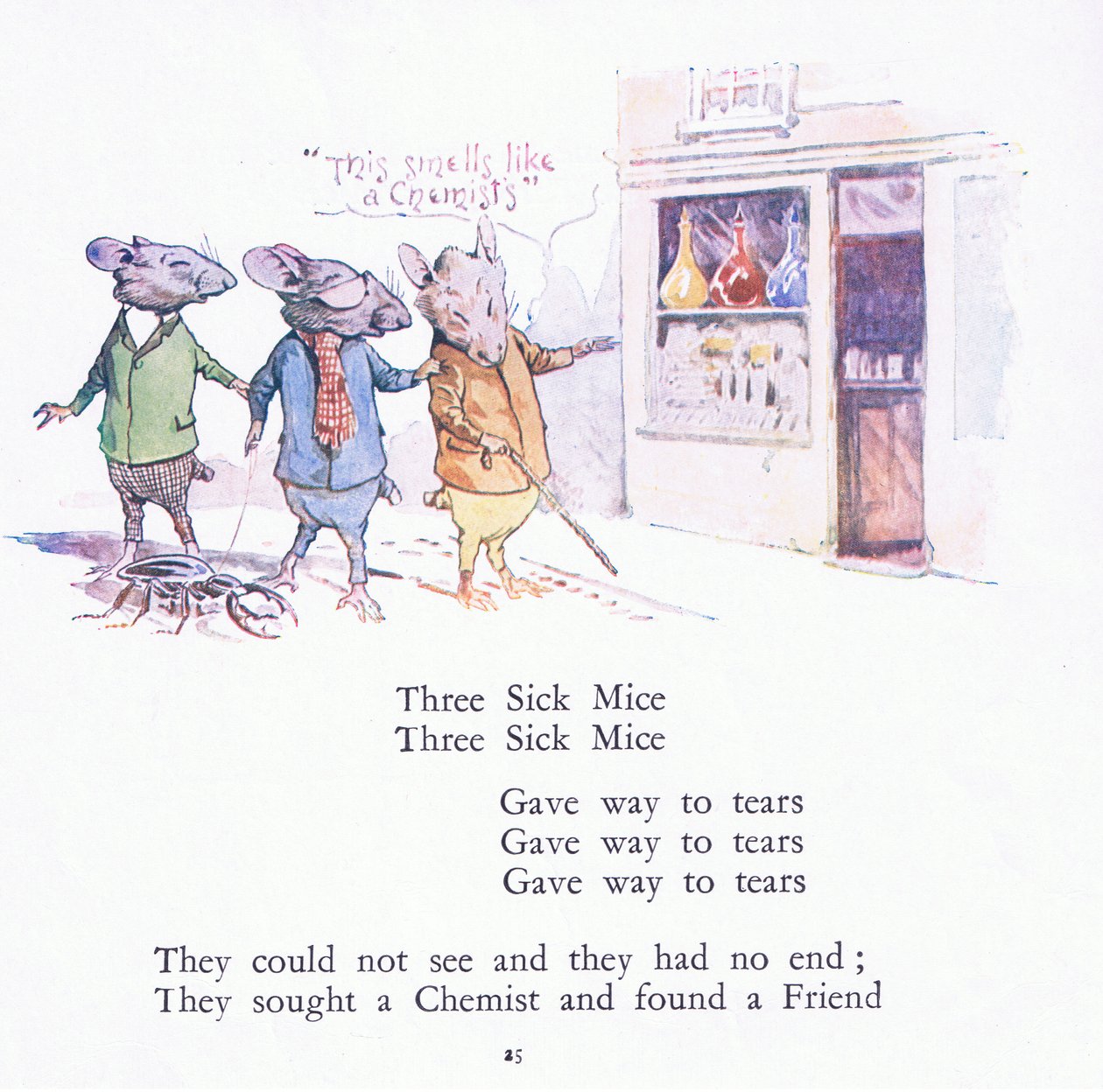 Three sick mice, three sick mice, gave way to tears by Walton Corbould