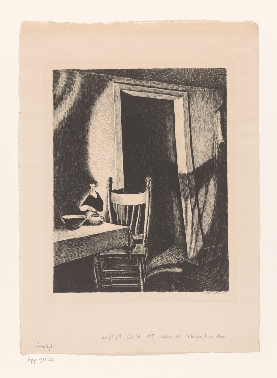 Interior by Lamplight by Wanda Gág (signed by artist)