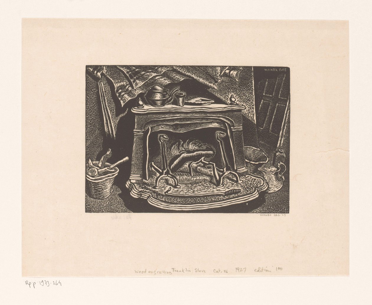 Fireplace by Wanda Gág (signed by artist)