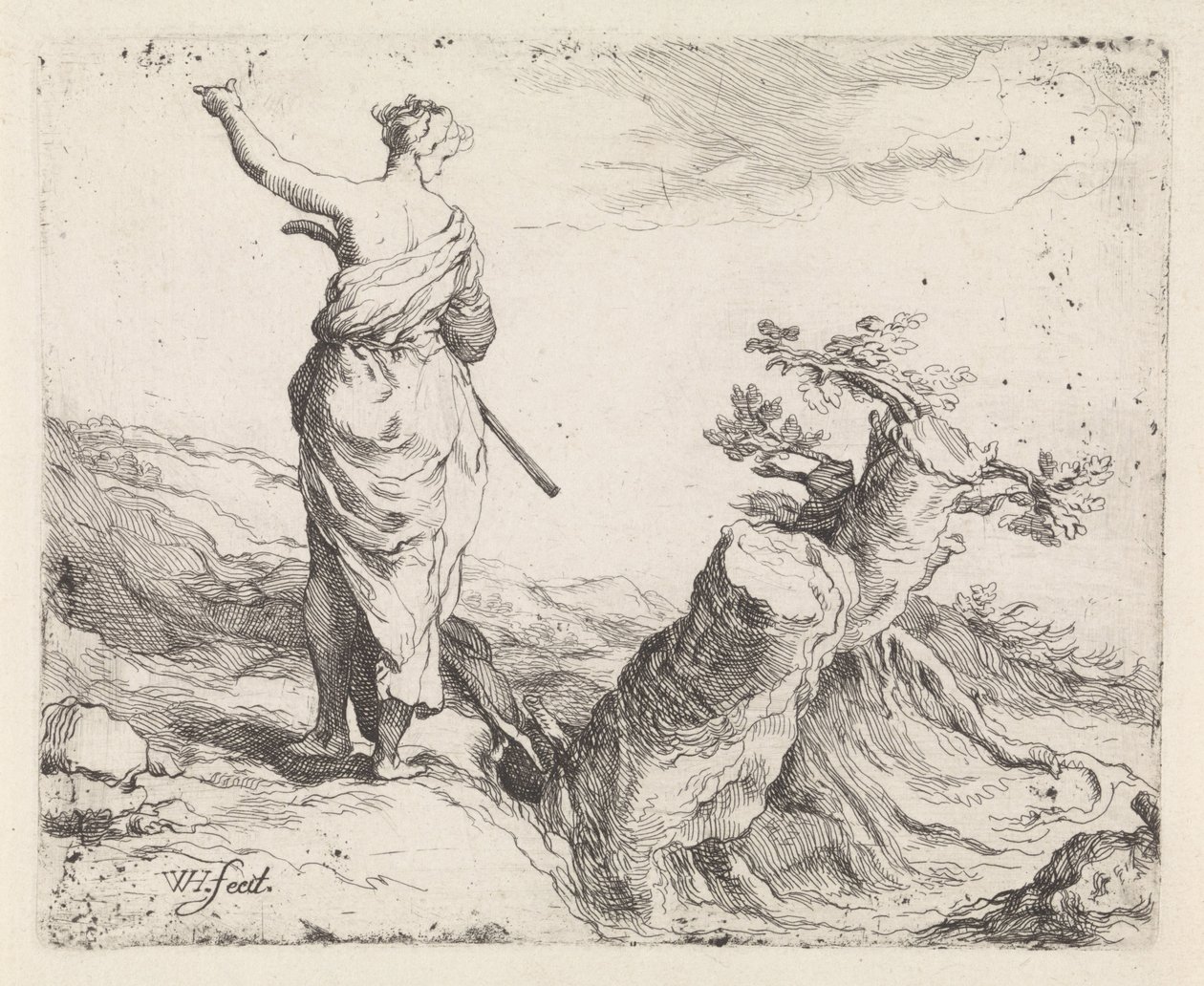 Landscape with Woman by a Tree Stump by Warner Horstink