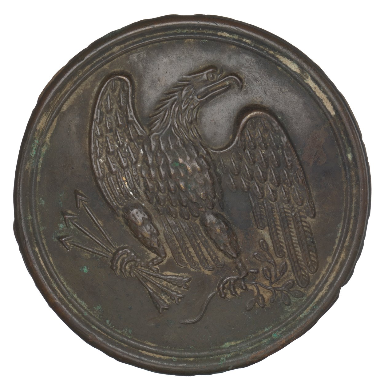Plate with a Stamped Brass Eagle Design from a Cartridge Box Belt by Warren H. Wilkinson