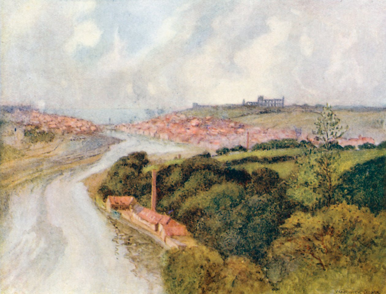 Whitby Abbey and Town by Warwick (after) Goble