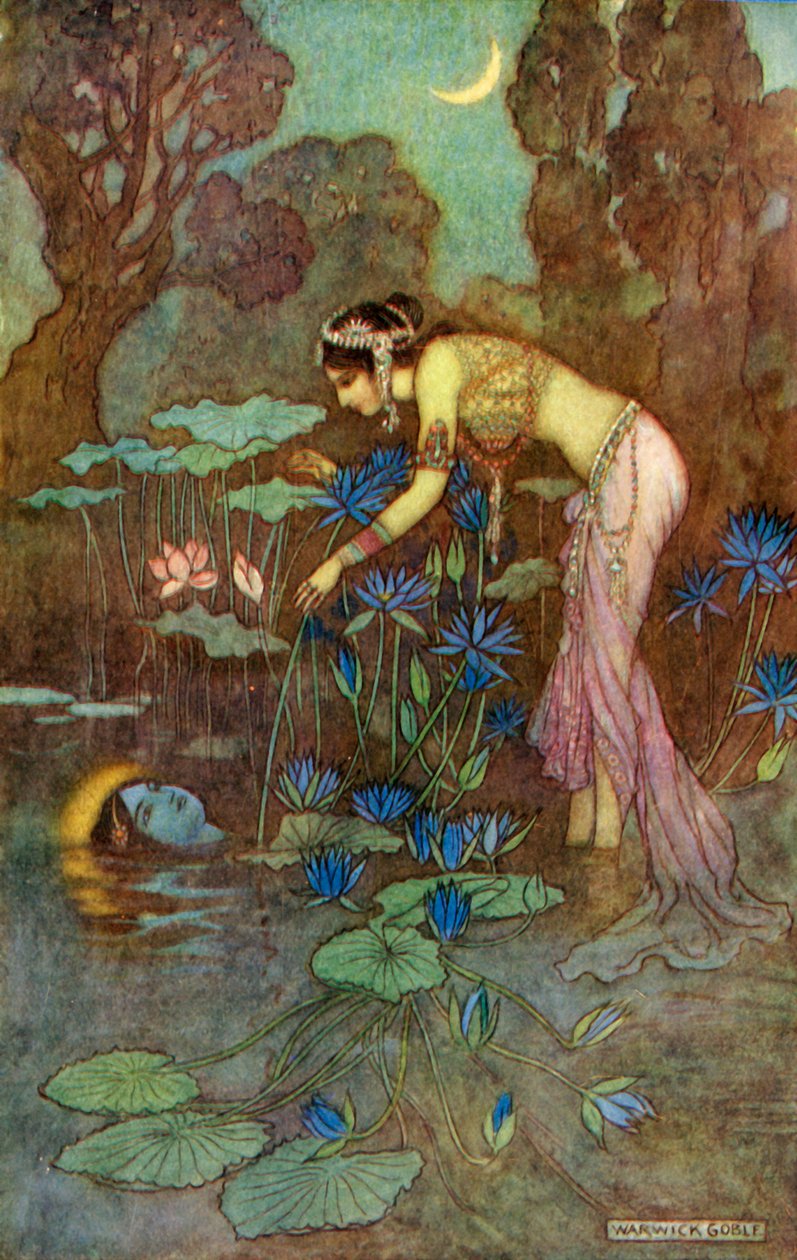 Sita Finds Rama Among Lotus Blooms, 1913 by Warwick Goble