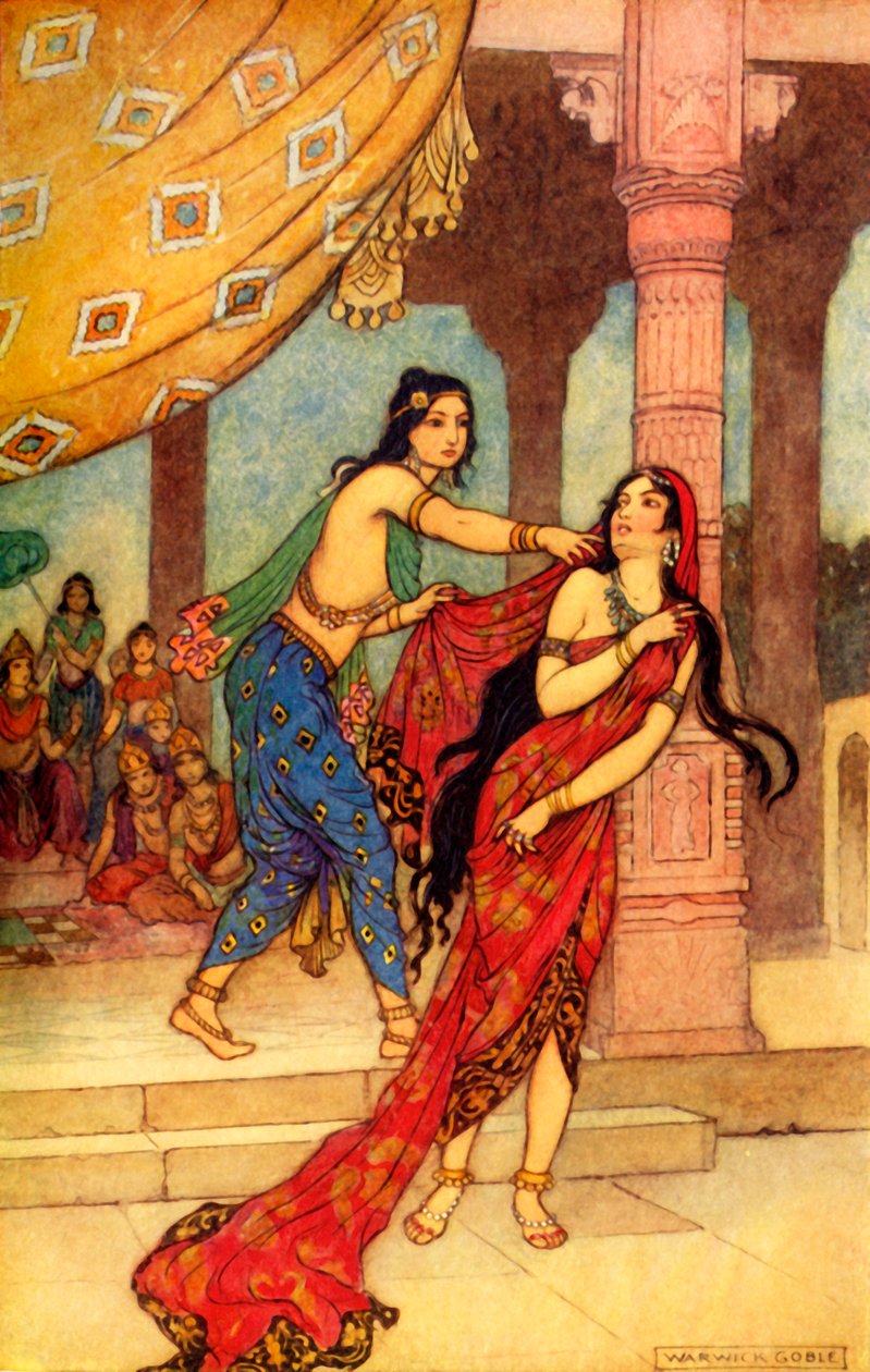 The Ordeal of Queen Draupadi, 1913 by Warwick Goble