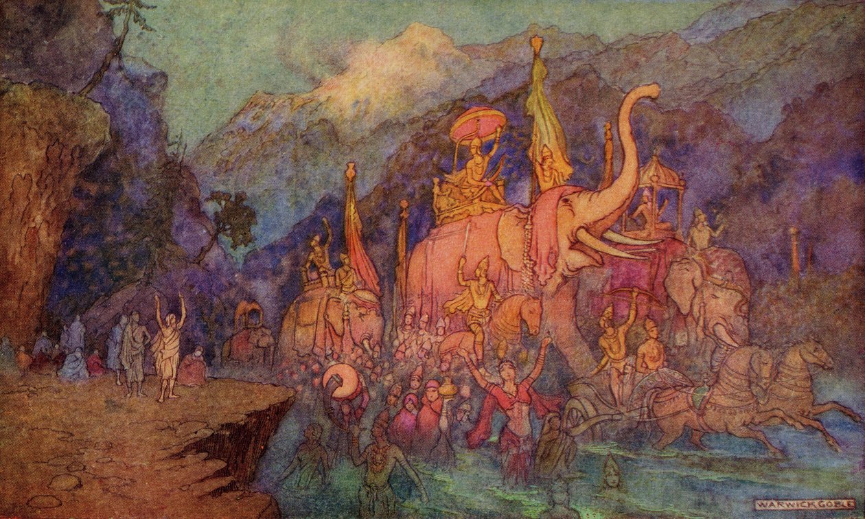 The Return of the Heroes Slain in the Battle of Eighteen Days, illustration from 