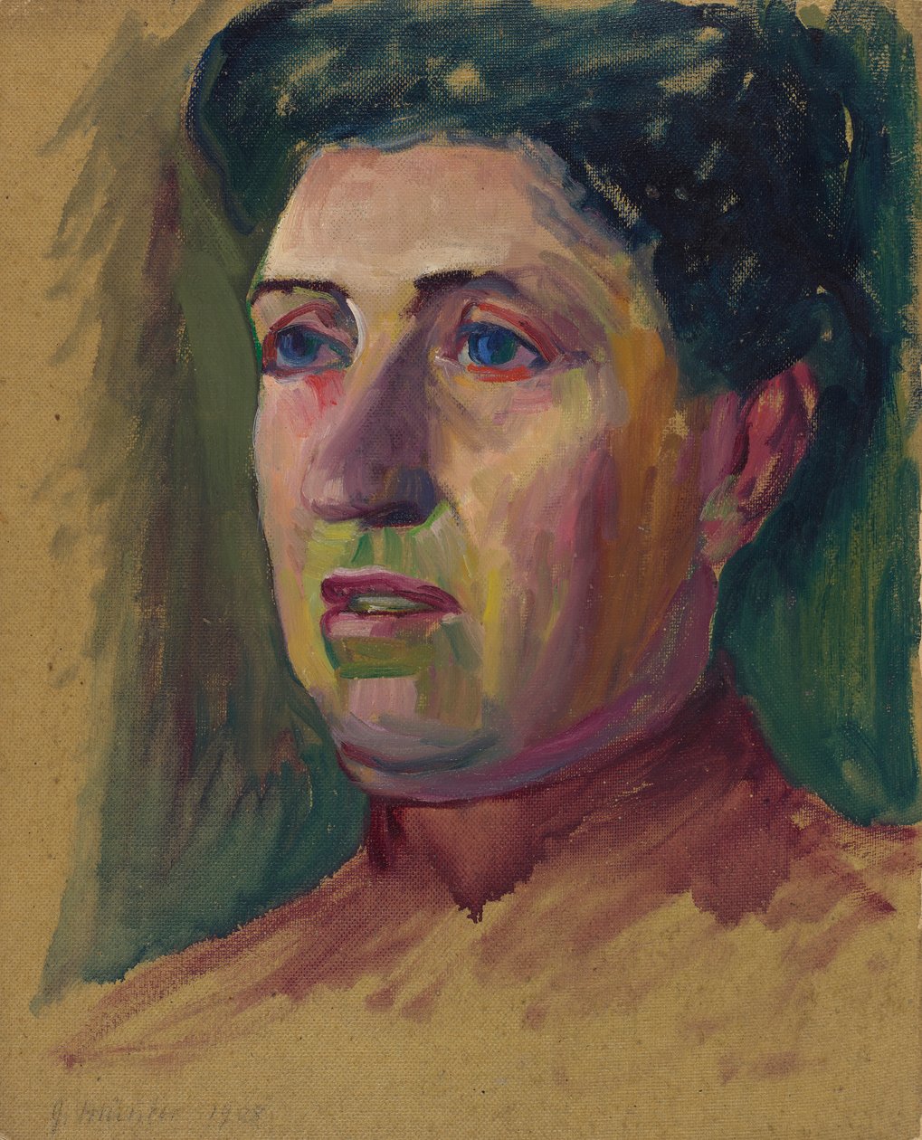 Painted on Both Sides: 1. Head, Only the Face in Colors; 2. Female Head by Wassily Kandinsky, Gabriele Münter by Wassily Kandinsky