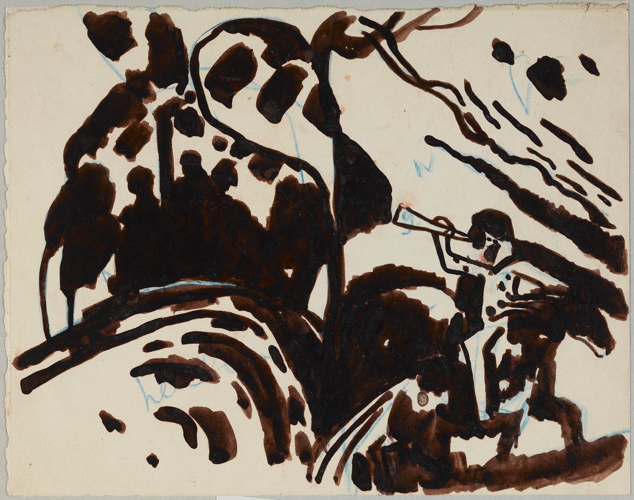 Landscape with Trumpet-Playing Rider by Wassily Kandinsky