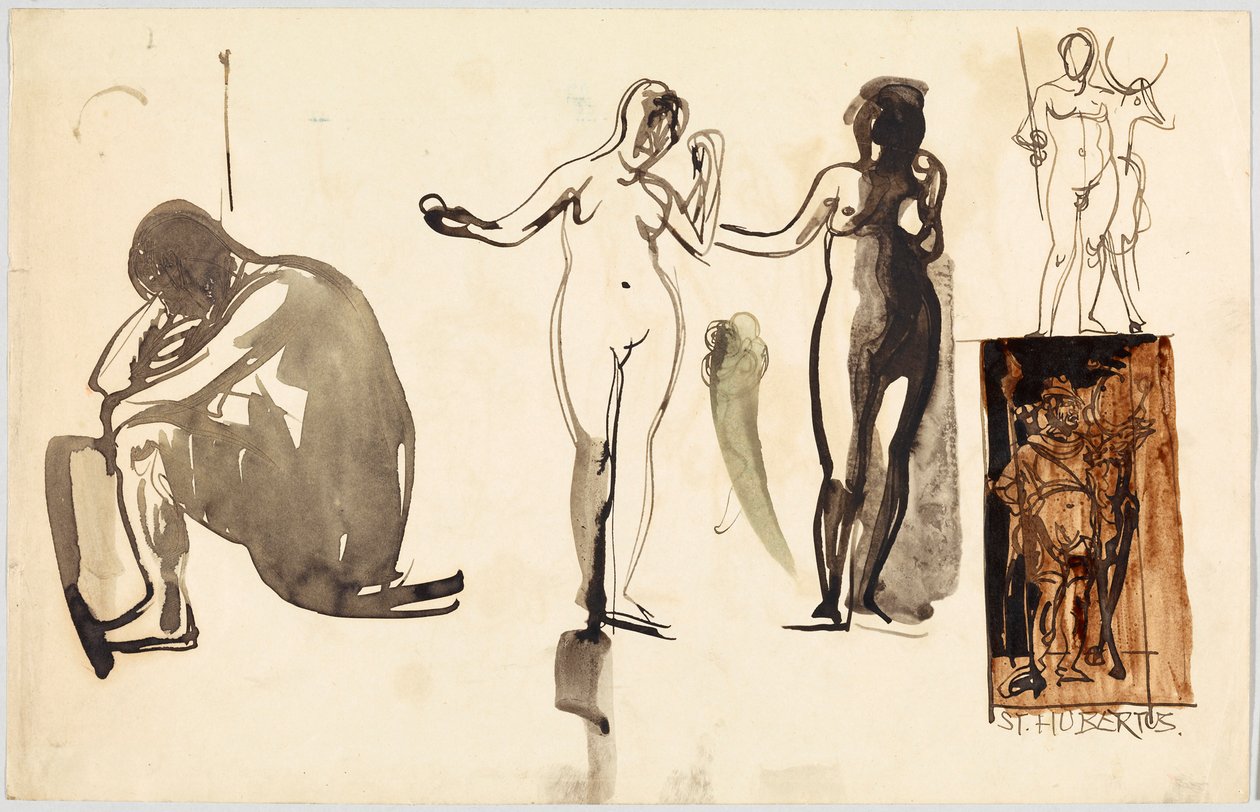 Female Nudes and St. Hubertus, verso: Female Nudes by Wassily Kandinsky