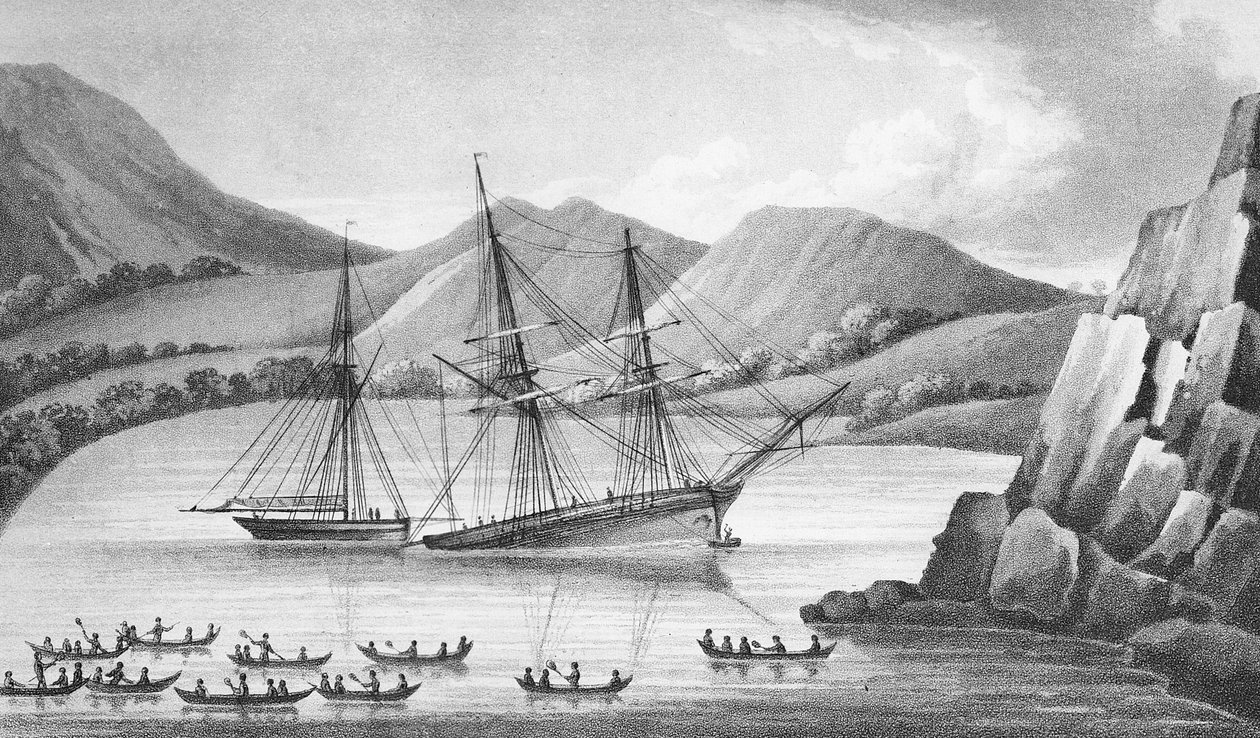 Brig Jane and Cutter Beaufoy Passing Through a Chain of Ice Islands by Weddell