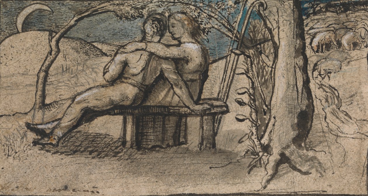 Shepherd and Shepherdess by Moonlight by Welby Sherman