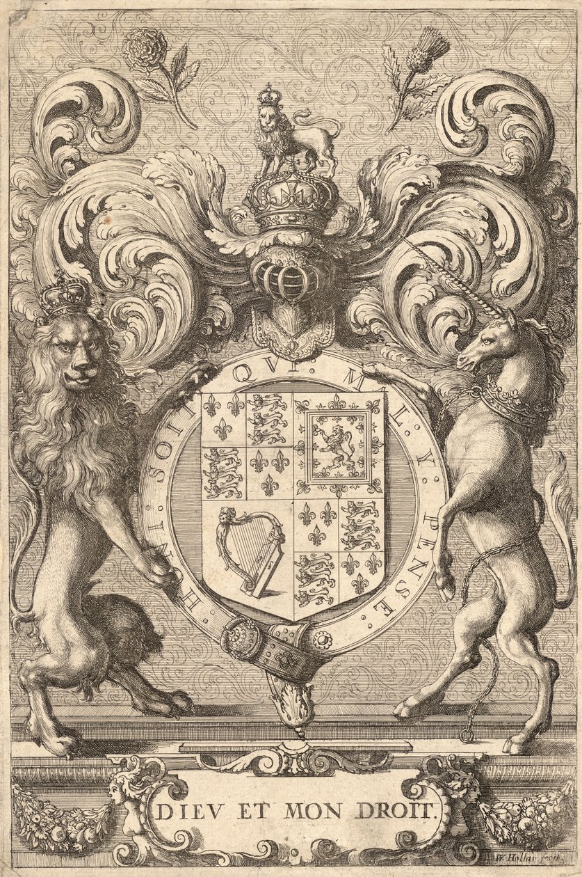 English Royal Arms (1660 – 1689, State 2) by Wenceslaus Hollar