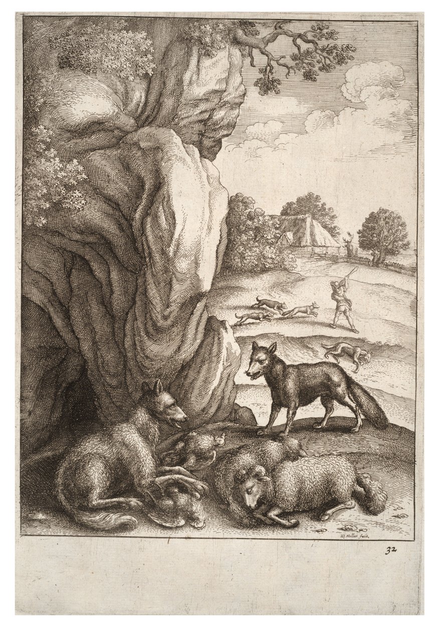 The Wolf and the Fox by Wenceslaus Hollar