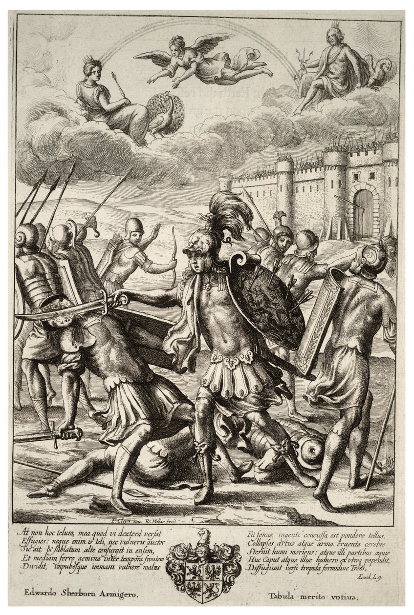 Turnus Slaying Pandarus. State 2 by Wenceslaus Hollar