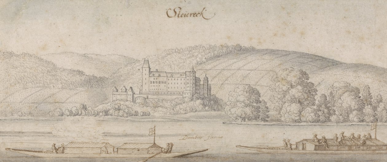 View of Steiereck on the Danube, c.1636 by Wenceslaus Hollar