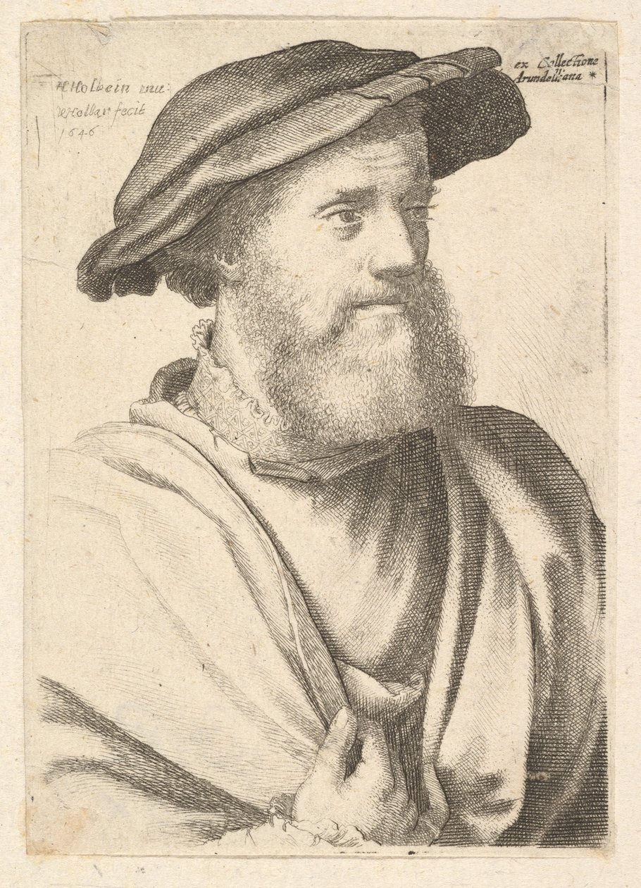 A Bearded Man after Hans Holbein by Wenceslaus Hollar