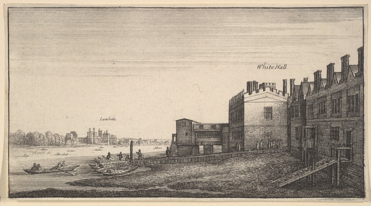 A view of Lambeth Palace from the river at Whitehall Stairs by Wenceslaus Hollar
