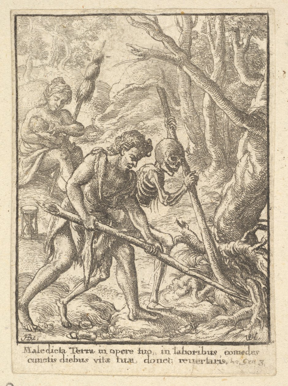 Adam Ploughing from the Dance of Death by Wenceslaus Hollar