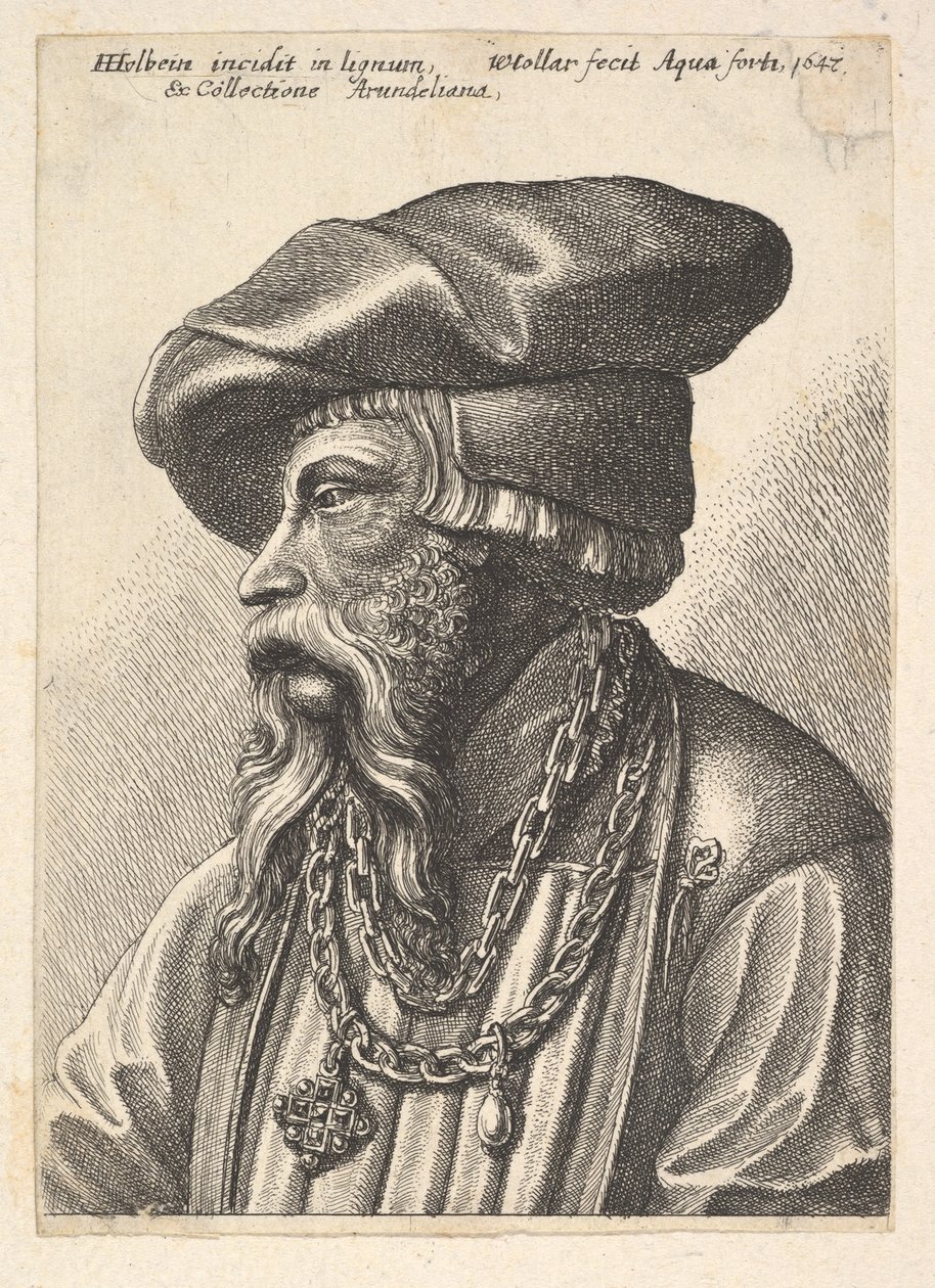 Bearded Man with Chain Necklace, 1647 by Wenceslaus Hollar