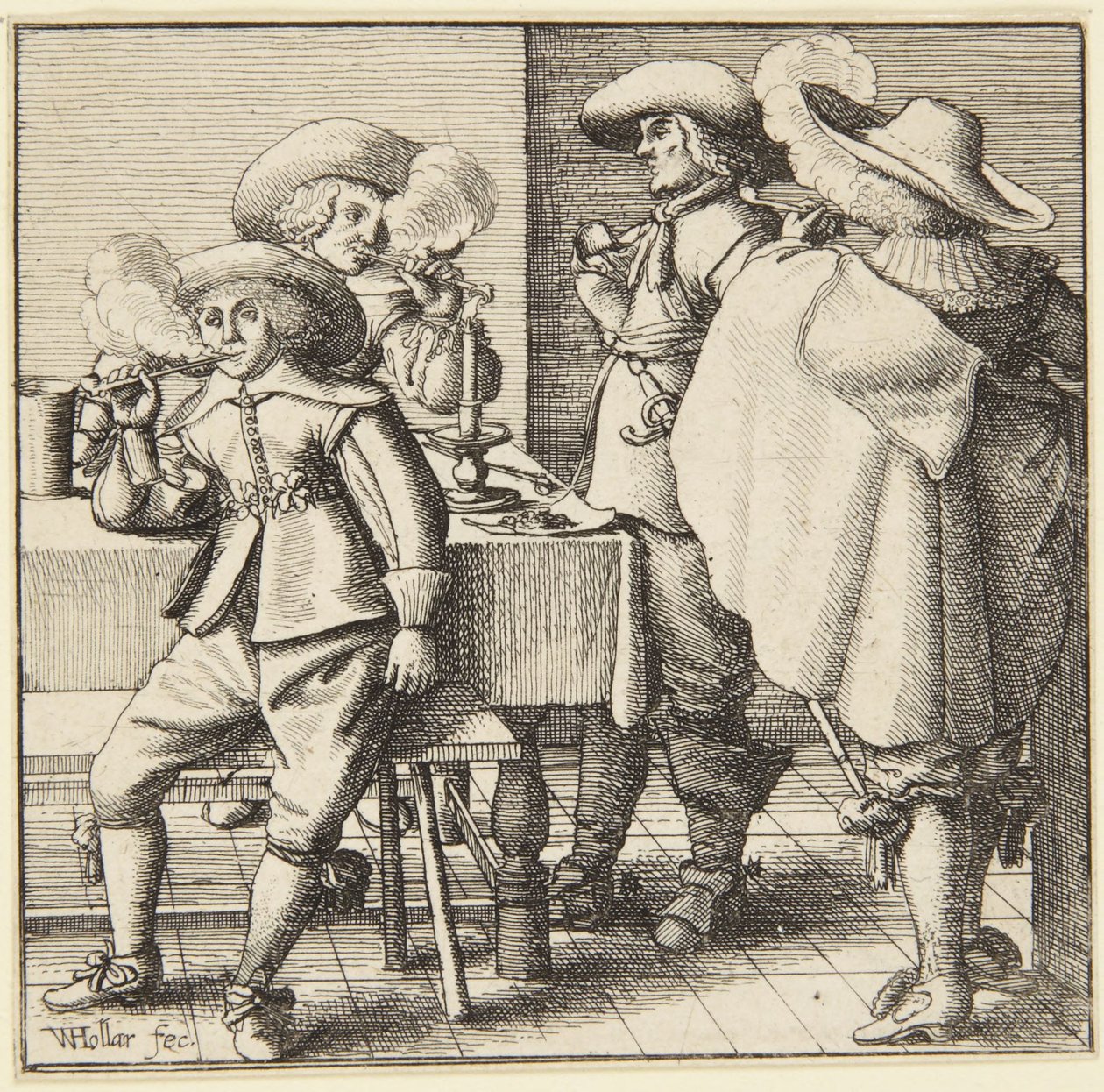 Four Men Smoking by Wenceslaus Hollar