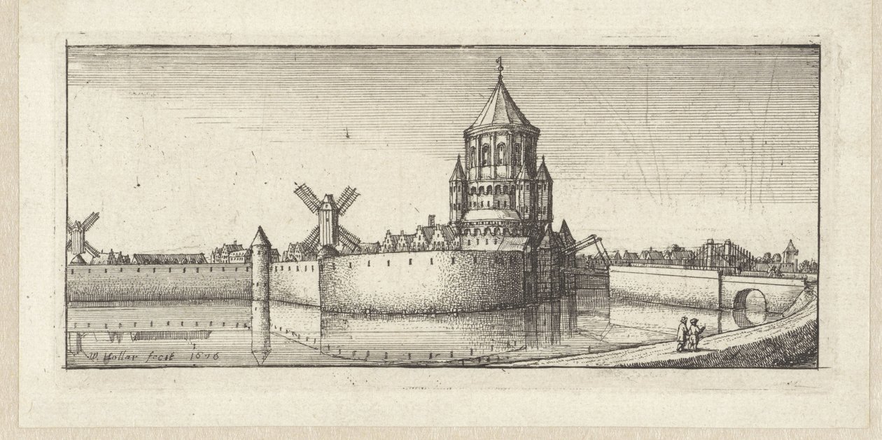 View of the Kleine Houtpoort in Haarlem by Wenceslaus Hollar