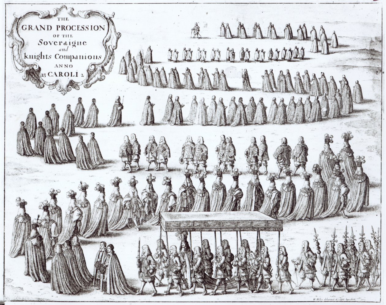 Grand Procession of the Sovereign and the Knights of the Garter at Windsor, 1672 by Wenceslaus Hollar
