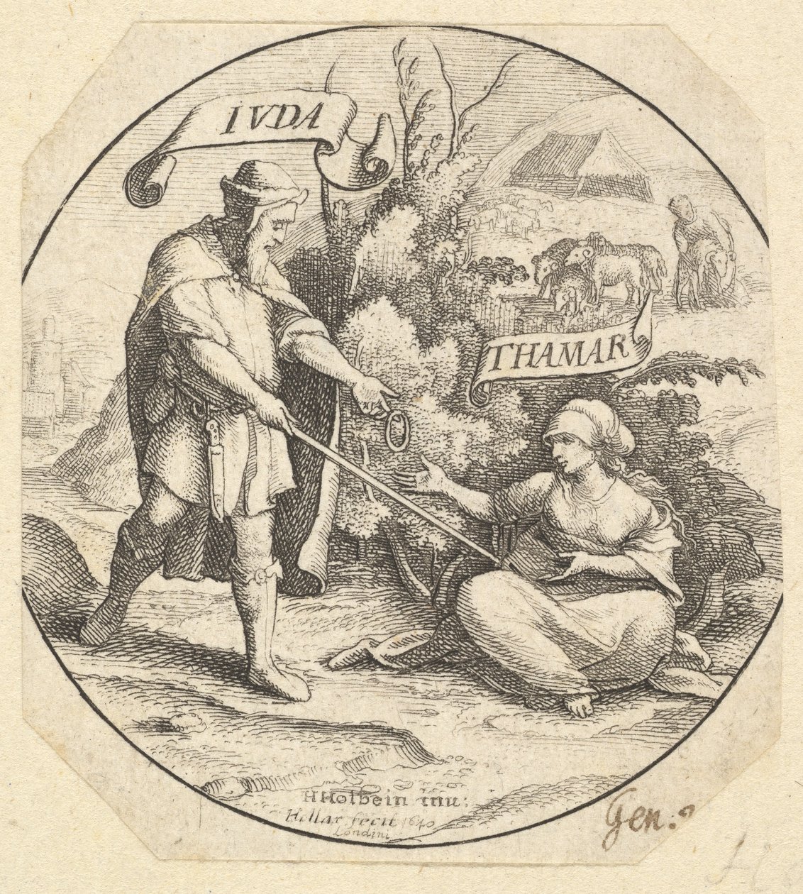 Judah and Tamar by Wenceslaus Hollar