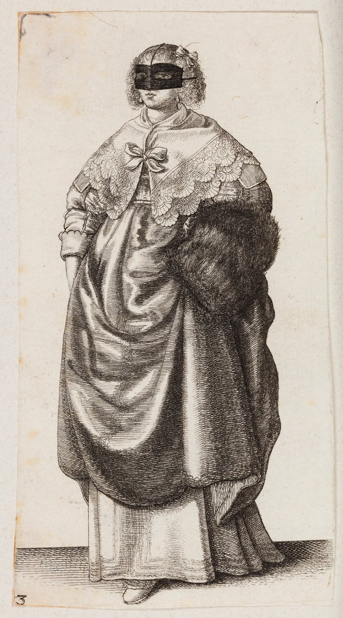 Woman with a Mask and Muff by Wenceslaus Hollar