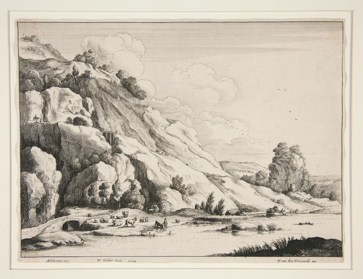 Landscape with a Stone Bridge by Wenceslaus Hollar