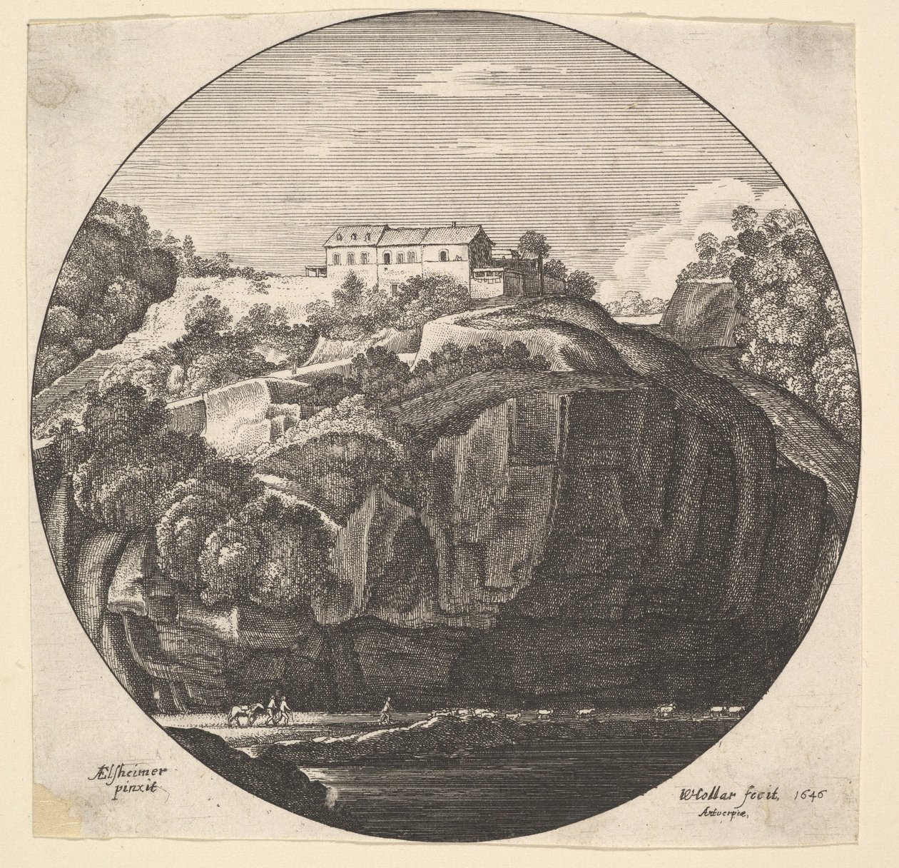 Landscape with a House on Cliffs by Wenceslaus Hollar