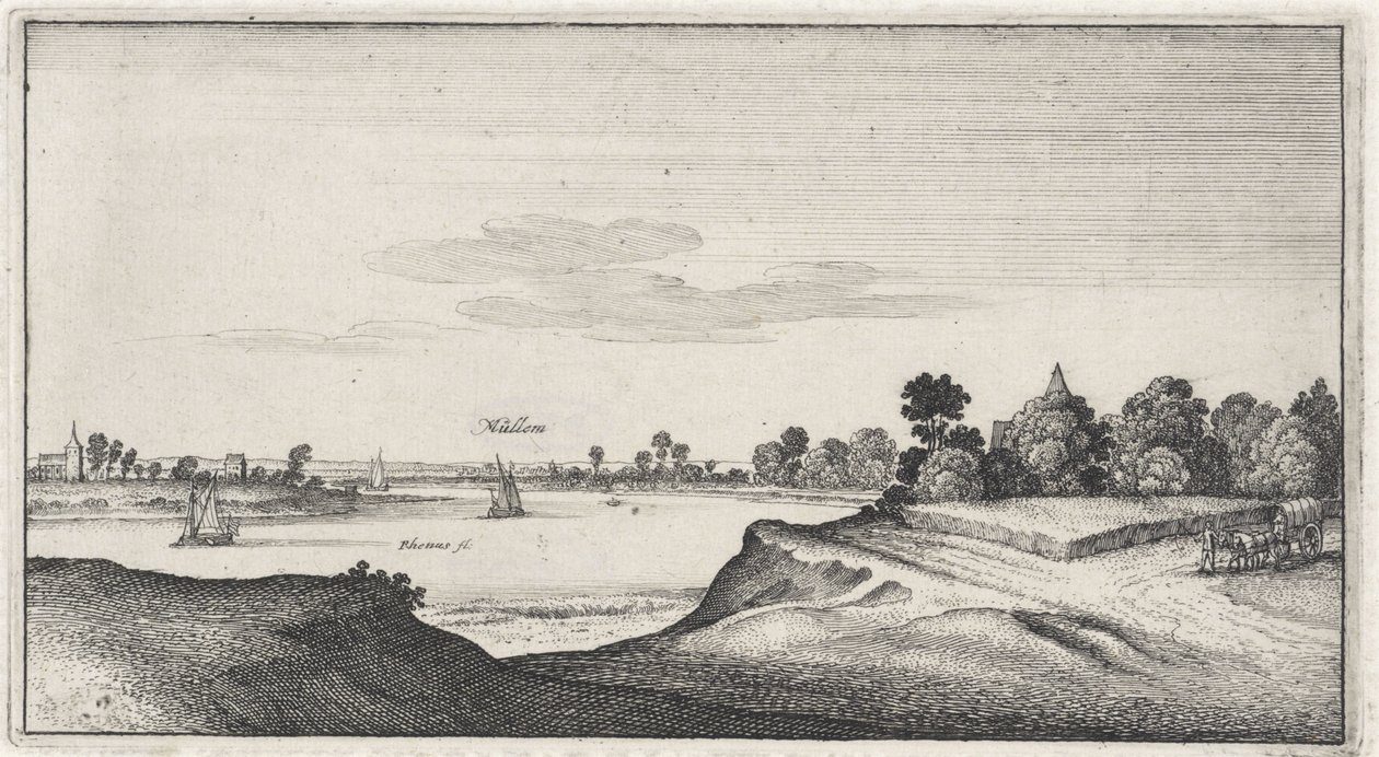 Landscape with View of Mülheim (series: Landscapes and Cityscapes, Amoenissimi Aliquot Locorum in Diversis Provincijs Iacetium Prospectus) by Wenceslaus Hollar
