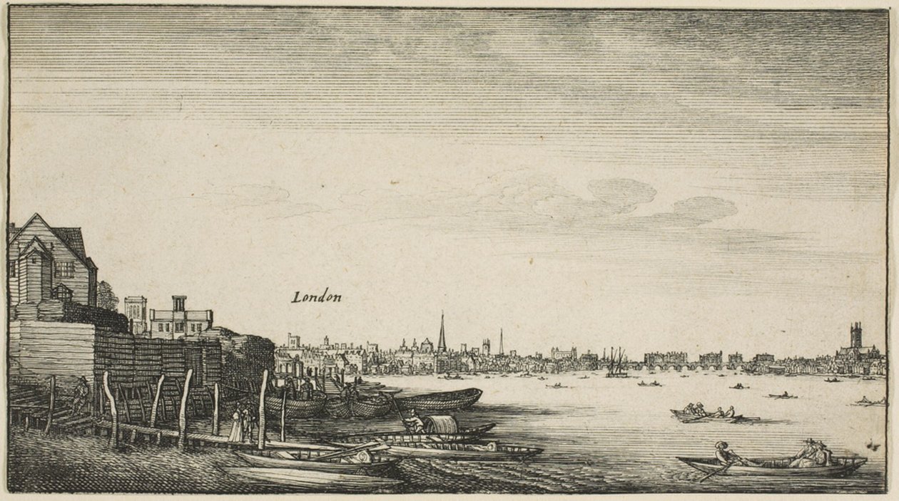 London Viewed from the Thames River at Milford Stairs Below Arundel House by Wenceslaus Hollar