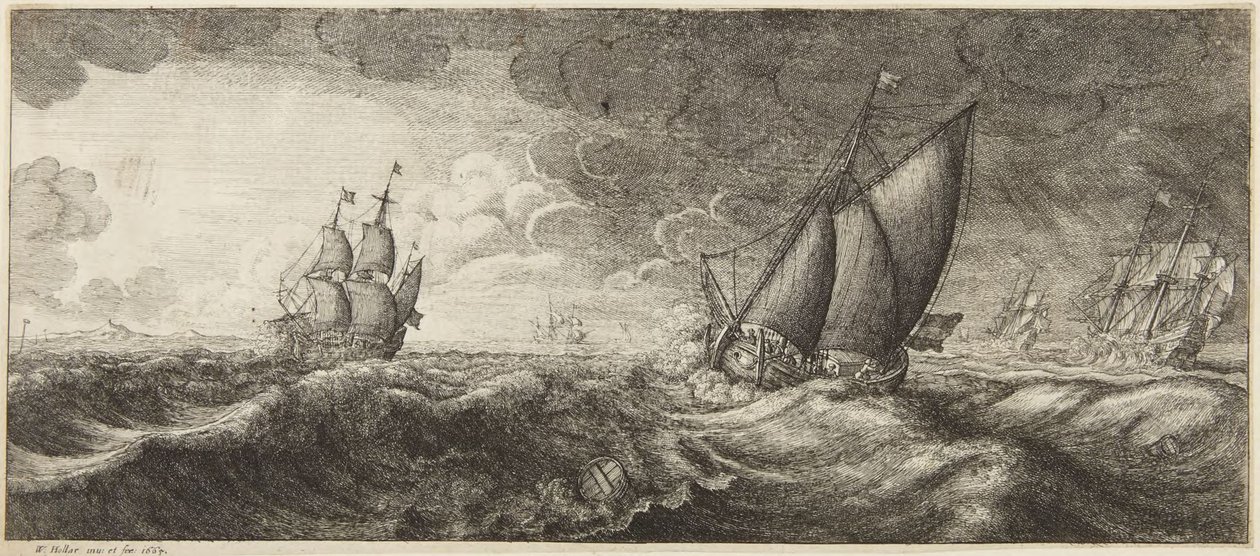 Marine in Storm by Wenceslaus Hollar