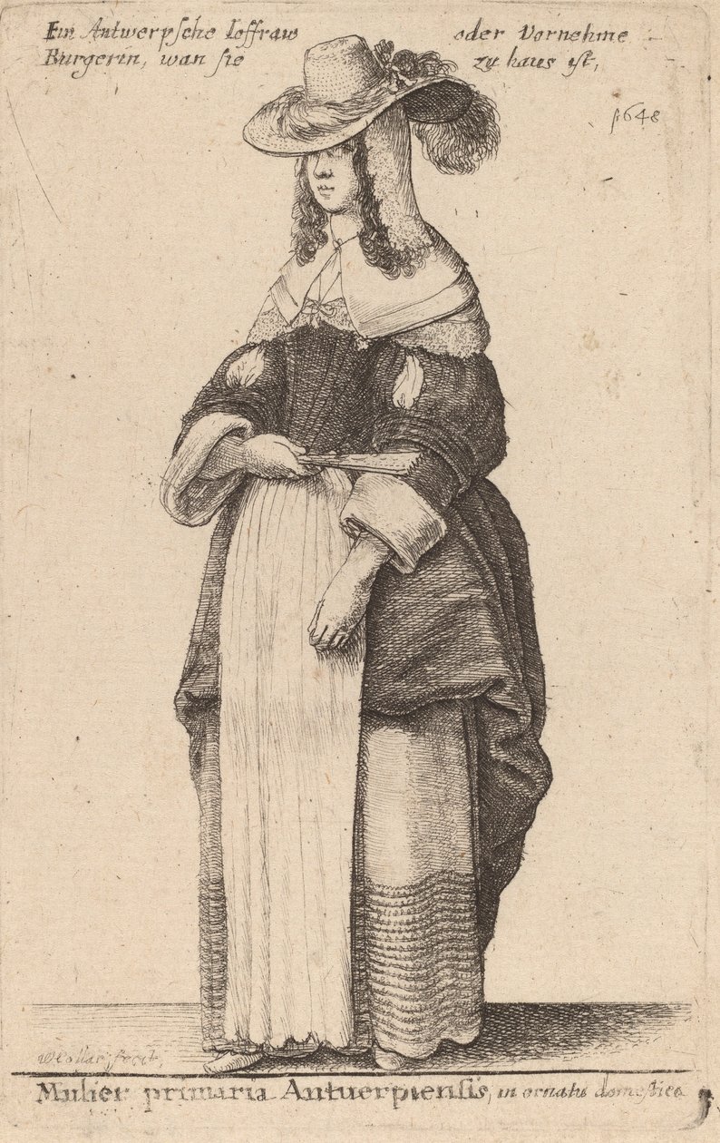Mulier Primaria Antuerpiensis, in Ornatu Domestico by Wenceslaus Hollar