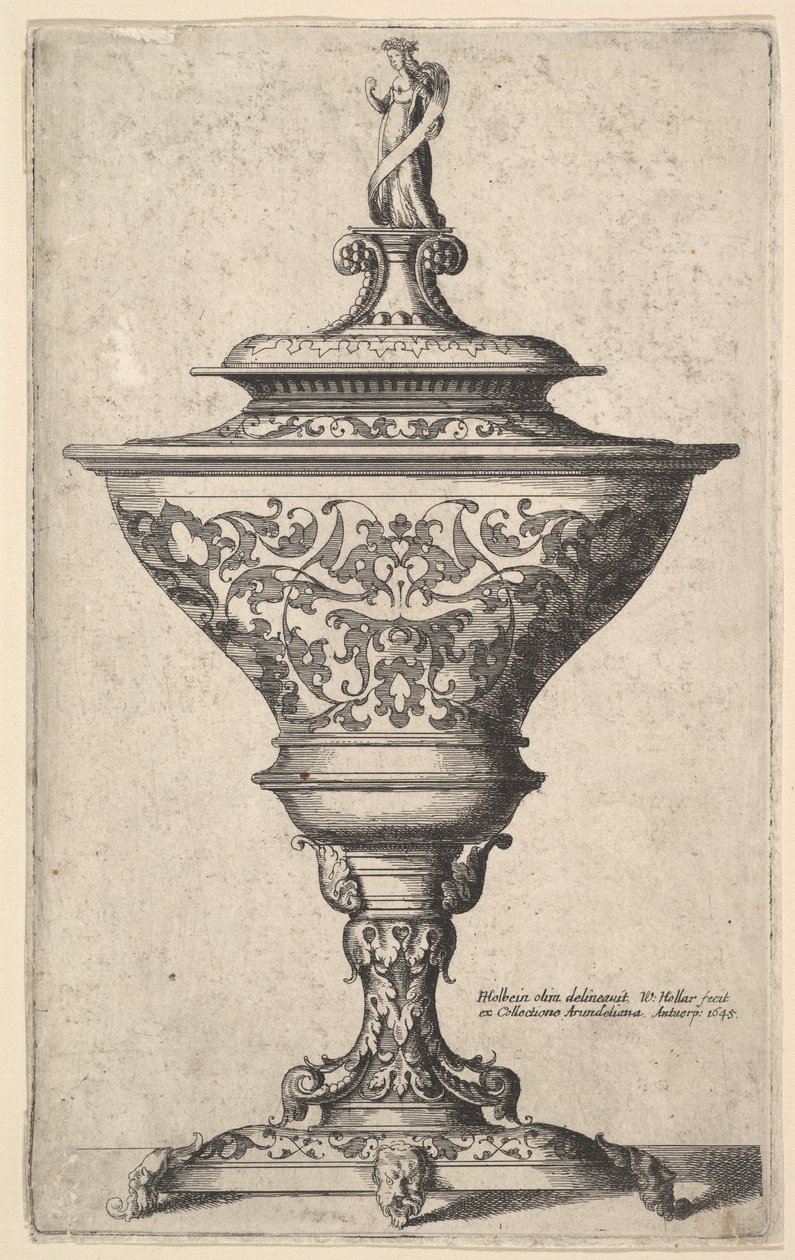 Ornate Goblet on Feet of Masks by Wenceslaus Hollar