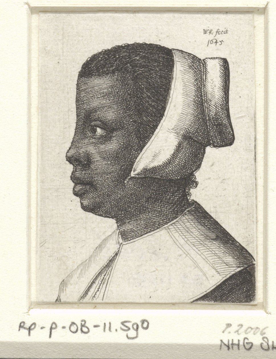 Portrait of a young black woman by Wenceslaus Hollar