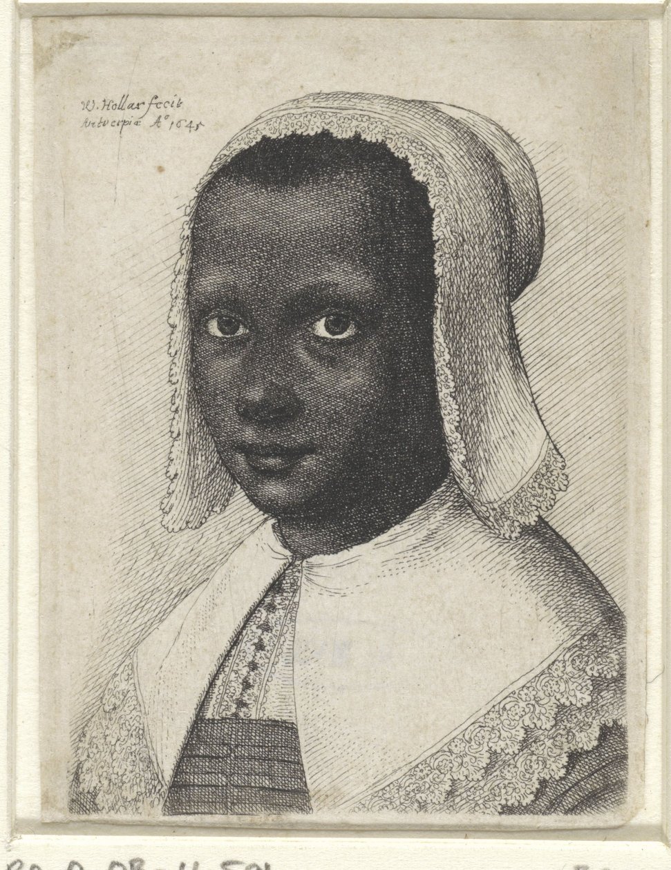 Portrait of a young black woman by Wenceslaus Hollar