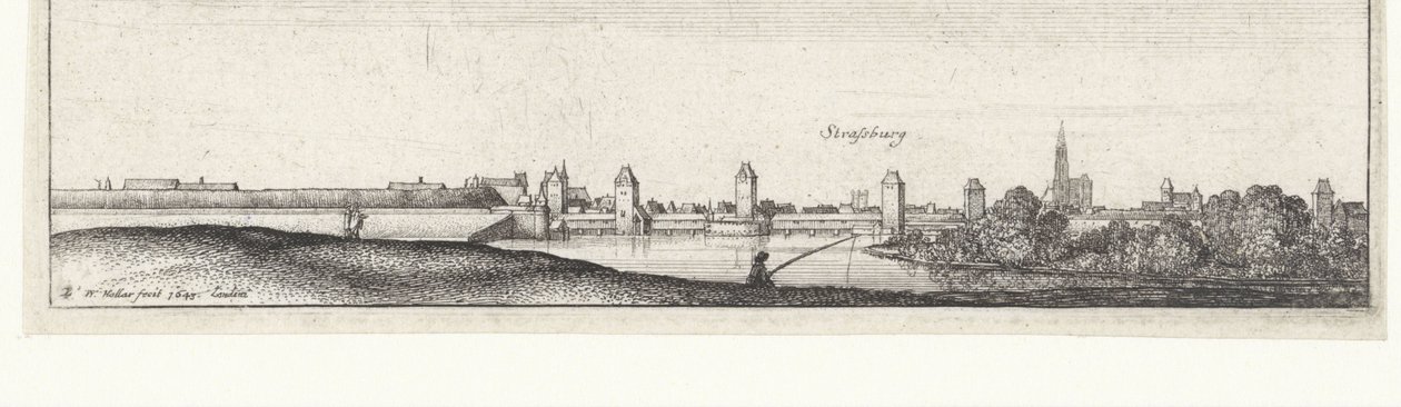 River Landscape with View of Strasbourg by Wenceslaus Hollar